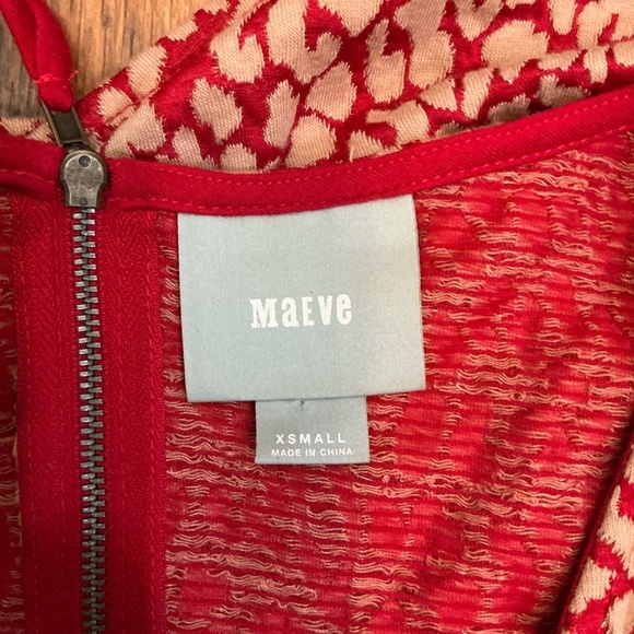 Maeve Anthropologie Red Textured Jacquard Fit & Flare Dress Size XS - Picture 11 of 11